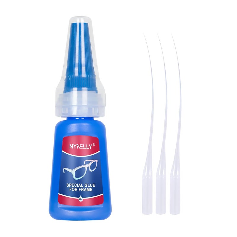 Nynelly 20 g Super Glue for Glasses Frames Repair and Bonding, Instant Strong Adhesive for Repairing Broken Frames Plastic Wood Metal Rubber Leather, Clear Liquid Glue Adhesive, Quick Dry - Image 1